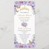 Lila Lilac Floral Quinceñera Orden der Veranstaltu Programm (Vorderseite)
