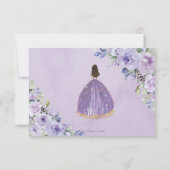 Lila Lilac Floral Quinceñera Princess Crown RSVP Karte (Rückseite)