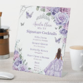 Lila Lilac Floral Quinceñera Signature Cocktail Sockelschild (In Situ)