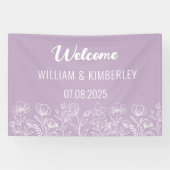Lila Lilac Floral Rustikale Moderne Hochzeit Banner (Horizontal)