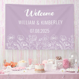 Lila Lilac Floral Rustikale Moderne Hochzeit Banner