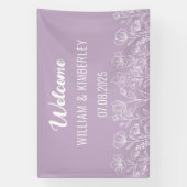 Lila Lilac Floral Rustikale Moderne Hochzeit Banner (Vertikal)