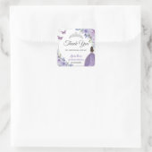 Lila Lilac Floral Silver Prinzessin Quinceañera Quadratischer Aufkleber (Tasche)