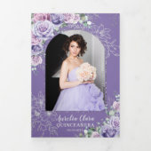 Lila Lilac Floral Silver Quinceañera 15 Programm (Cover)