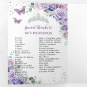 Lila Lilac Floral Silver Quinceañera 15 Programm (Innen Erste Seite)