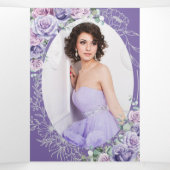 Lila Lilac Floral Silver Quinceañera 15 Programm (Innenseite Mitte)