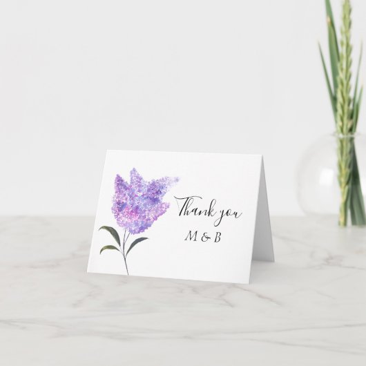 Lila Lilac Floral Summer Wedding Danke (Vorderseite)