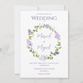 Lila Lilac Floral Watercolor Moderne Hochzeit Einladung (Vorderseite)