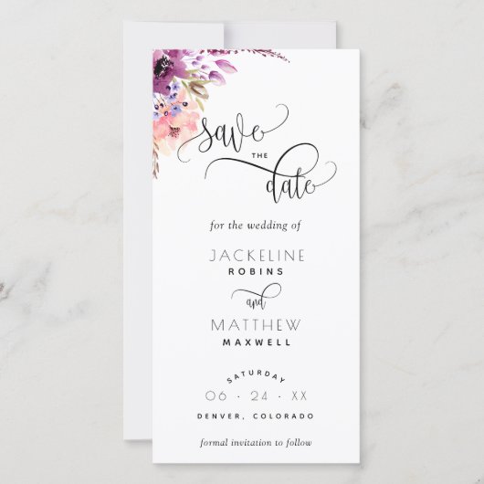 Lila Lilac Floral Wedding Save the Date Lesezeiche (Vorderseite)