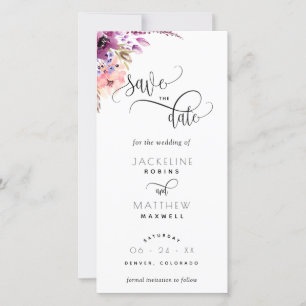 Lila Lilac Floral Wedding Save the Date Lesezeiche