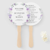 Lila Lilac Floral Wreath-Hochzeitsprogramm Fächer (Vorne und Hinten)