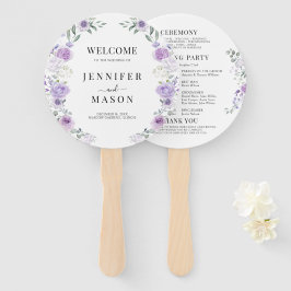 Lila Lilac Floral Wreath-Hochzeitsprogramm Fächer