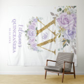 Lila Lilac Floral XV QUINCEAÑERA Kulisse Wandteppich (Beispiel (Horizontal))