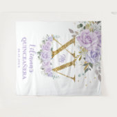 Lila Lilac Floral XV QUINCEAÑERA Kulisse Wandteppich (Vorderseite (Horizontal))