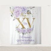 Lila Lilac Floral XV QUINCEAÑERA Kulisse Wandteppich (Vorderseite)