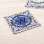 Lila Lilac Fraktal Lace Monogram Paper Untersetzer (angewinkelt)