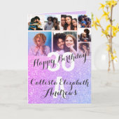 Lila Lilac Glitzer Foto Collage Happy Geburtstag Karte (Gelbe Blume)