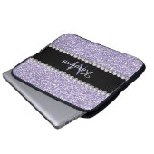 Lila Lilac-Glitzer, Personalisiert mit Monogramm Laptopschutzhülle (Vorne Knopf)