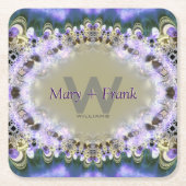 Lila Lilac Gold Lace Monogram Paper Untersetzer (Vorderseite)