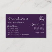 Lila Lilac Gradient Chic Glitzer Stars mit Logo Visitenkarte (Rückseite)