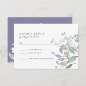 Lila Lilac Greenerity Wedding RSVP Card (Vorne/Hinten)
