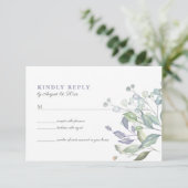 Lila Lilac Greenerity Wedding RSVP Card Karte (Stehend Vorderseite)