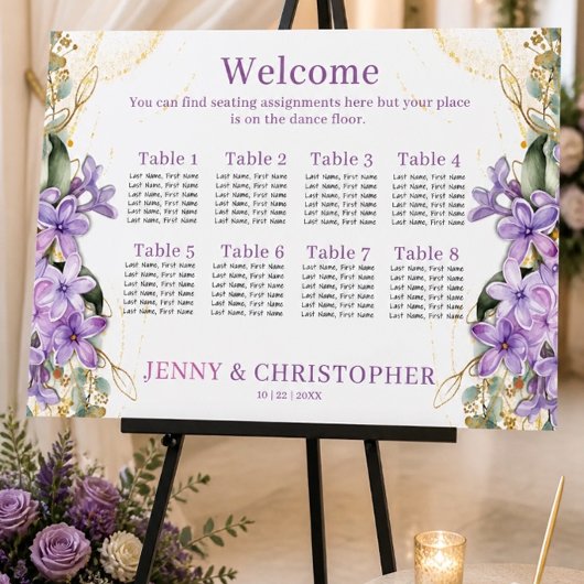 Lila Lilac-Hochzeitstabelle Poster