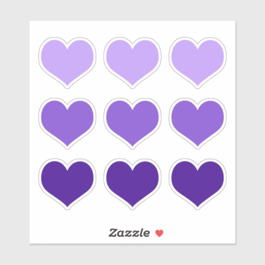 Lila Lilac Indigo Liebe Herz Goth Set 9 Aufkleber (Blatt)