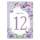 Lila Lilac Lavender Floral Geburtstag Quinceañera Tischnummer (Vorderseite)