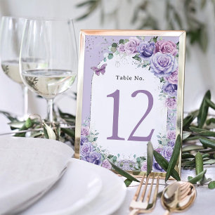 Lila Lilac Lavender Floral Geburtstag Quinceañera Tischnummer