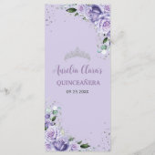 Lila Lilac Lavender Floral Quinceañera XV Menü Programm (Rückseite)