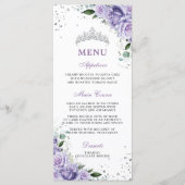 Lila Lilac Lavender Floral Quinceañera XV Menü Programm (Vorderseite)