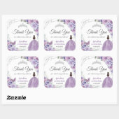 Lila Lilac Lavender Floral Quinceñera Princess Quadratischer Aufkleber (Blatt)