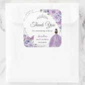 Lila Lilac Lavender Floral Quinceñera Princess Quadratischer Aufkleber (Tasche)