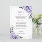 Lila Lilac Lavender Floral Wedding Bridal Menü (Stehend Vorderseite)