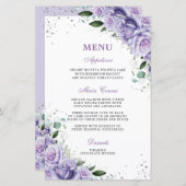 Lila Lilac Lavender Floral Wedding Bridal Menü (Vorne/Hinten)