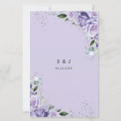 Lila Lilac Lavender Floral Wedding Bridal Menü (Rückseite)