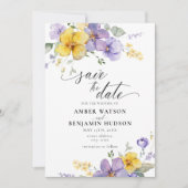 Lila Lilac Lavender Gelbe Blume Save the Date Einladung (Vorderseite)