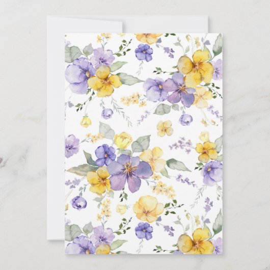 Lila Lilac Lavender Gelbe Blume Save the Date Einladung (Rückseite)