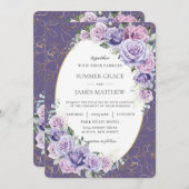 Lila Lilac Lavender Rose Blumengoldhochzeit Einladung (Vorne/Hinten)
