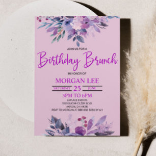 Lila Lilac Lavender Violet Geburtstagsparty Brunch Einladung