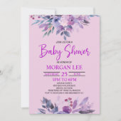 Lila Lilac Lavender Violet Plum Baby Dusche Einladung (Vorderseite)