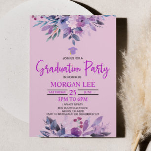 Lila Lilac Lavender Violet Plum Graduation Party Einladung