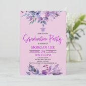 Lila Lilac Lavender Violet Plum Graduation Party Einladung (Stehend Vorderseite)