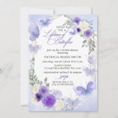 Lila Lilac-Lebenszeit des Brautparty der Schmetter Einladung (Vorderseite)