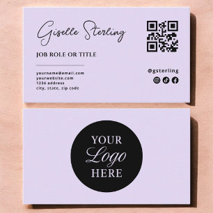 Lila Lilac-Logo-QR-Code Minimalistisch Beruflich Visitenkarte