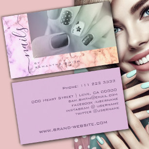 Lila Lilac Marble Marbled Elegante Kalligraphie Visitenkarte