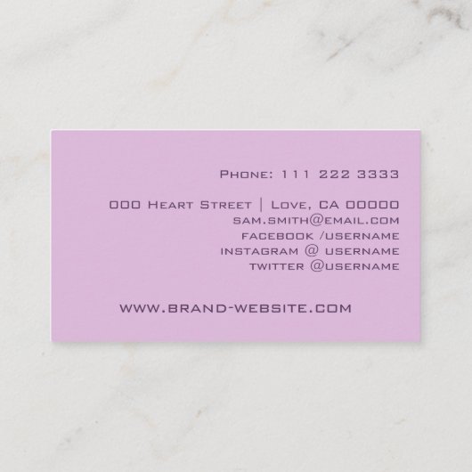 Lila Lilac Marble Marbled Elegante Kalligraphie Visitenkarte (Rückseite)