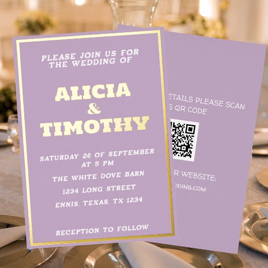 Lila Lilac Modern Gold Typografie Violet Elegant Folieneinladung