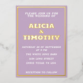 Lila Lilac Modern Gold Typografie Violet Elegant Folieneinladung (Vorderseite)